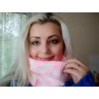 Checkered Play Cowl Pale Pink and White