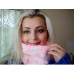 Checkered Play Cowl Pale Pink and White