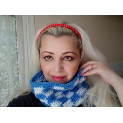 Checkered Play Cowl in blue and white contrast