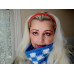 Checkered Play Cowl in blue and white contrast Checkered Play Cowl in blue and white contrast