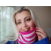Striped Hype Cowl in Berry and White Colours