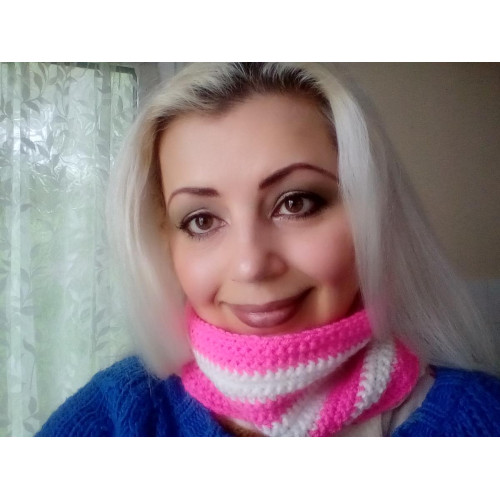 Striped Hype Cowl in Pink and White Striped Hype Cowl in Pink and White